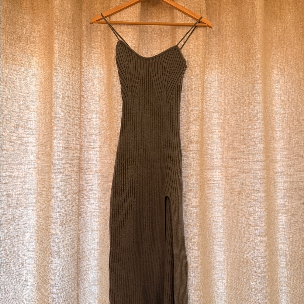 Knitted Cami Split Midi Dress & Shrug